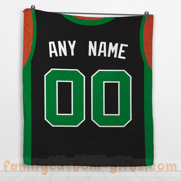 Custom Premium Quilt Blanket Boston Jersey Basketball Personalized Quilt Gifts for Her & Him